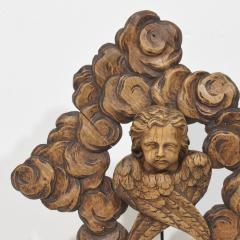 19th Century French Carved Oak Winged Angel Head in Clouds Ornament - 4518426