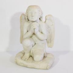 19th Century French Carved White Marble Angel - 4111615