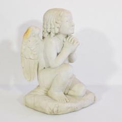 19th Century French Carved White Marble Angel - 4111618