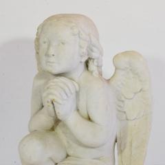 19th Century French Carved White Marble Angel - 4111623