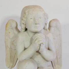 19th Century French Carved White Marble Angel - 4111624