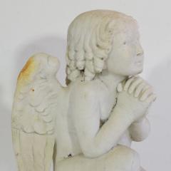 19th Century French Carved White Marble Angel - 4111625