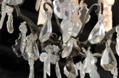 19th Century French Five Light Iron and Crystal Chandelier with Pendeloques - 3432682