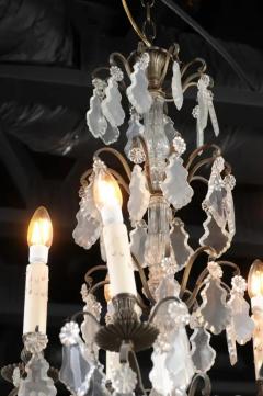 19th Century French Five Light Iron and Crystal Chandelier with Pendeloques - 3432740