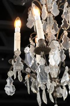 19th Century French Five Light Iron and Crystal Chandelier with Pendeloques - 3432743