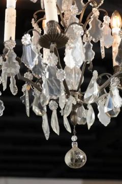 19th Century French Five Light Iron and Crystal Chandelier with Pendeloques - 3432790