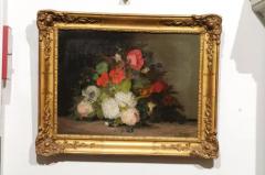 19th Century French Floral Painting Signed Philippe Rousseau in Giltwood Frame - 3416932