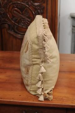 19th Century French Floral Themed Aubusson Tapestry Pillow with Tassels - 3461759
