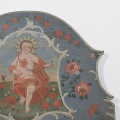 19th Century French Folk Art Painted Wooden Panel With Baby Christ Figure - 4478423