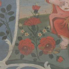 19th Century French Folk Art Painted Wooden Panel With Baby Christ Figure - 4478427