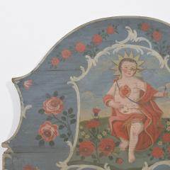 19th Century French Folk Art Painted Wooden Panel With Baby Christ Figure - 4478430