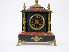 19th Century French Gilt Bronze Mounted Slate Rouge Marble Mantel Clock - 3282914