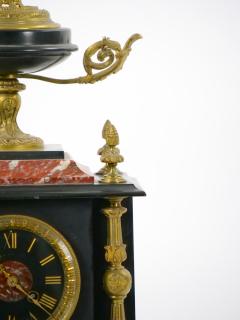 19th Century French Gilt Bronze Mounted Slate Rouge Marble Mantel Clock - 3282920