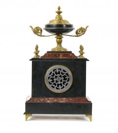 19th Century French Gilt Bronze Mounted Slate Rouge Marble Mantel Clock - 3282921