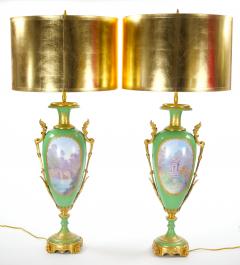 19th Century French Gilt Bronze Ormolu Mounted S vres Porcelain Table Lamps - 3884285