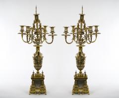 19th Century French Gilt Bronze Silvered Three Piece Clock Garniture - 3121371