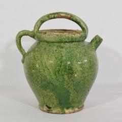 19th Century French Green Glazed Earthenware Jug or Water Cruche - 4115731