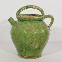 19th Century French Green Glazed Earthenware Jug or Water Cruche - 4115738