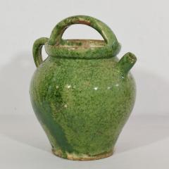 19th Century French Green Glazed Earthenware Jug or Water Cruche - 4115741