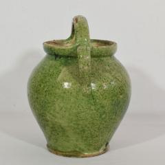 19th Century French Green Glazed Earthenware Jug or Water Cruche - 4115808