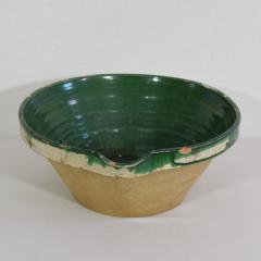 19th Century French Green Glazed Terracotta Dairy Bowl or Tian - 4115630