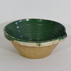 19th Century French Green Glazed Terracotta Dairy Bowl or Tian - 4115631