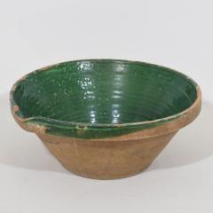 19th Century French Green Glazed Terracotta Dairy Bowl or Tian - 4115691
