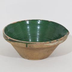 19th Century French Green Glazed Terracotta Dairy Bowl or Tian - 4115772