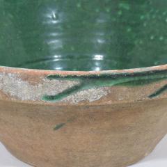 19th Century French Green Glazed Terracotta Dairy Bowl or Tian - 4115777