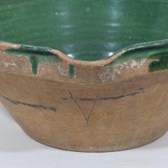 19th Century French Green Glazed Terracotta Dairy Bowl or Tian - 4115781
