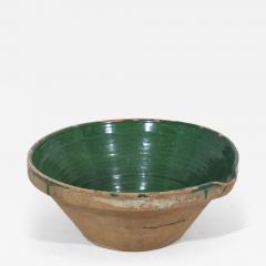 19th Century French Green Glazed Terracotta Dairy Bowl or Tian - 4457234