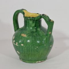 19th Century French Green Glazed Terracotta Jug or Water Cruche - 4115663