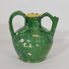 19th Century French Green Glazed Terracotta Jug or Water Cruche - 4115664