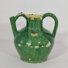 19th Century French Green Glazed Terracotta Jug or Water Cruche - 4115667