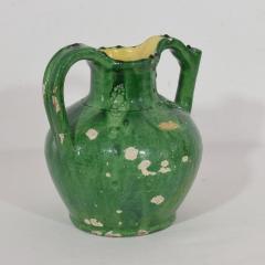 19th Century French Green Glazed Terracotta Jug or Water Cruche - 4115670