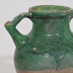 19th Century French Green Glazed Terracotta Jug or Water Cruche - 4116044