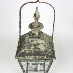 19th Century French Green Painted Copper and Glass Paneled Lantern - 3609085