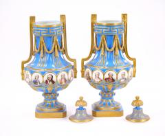 19th Century French Louis XV Sevres Style Bleu Celeste Vases with Covers - 3282141