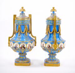 19th Century French Louis XV Sevres Style Bleu Celeste Vases with Covers - 3282143