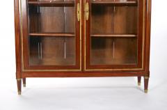 19th Century French Louis XVI Style Mahogany Marble Top Vitrine Bookcase - 3076998