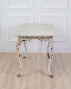 19th Century French Painted Iron Table with Marble Top and Lion Paw Feet - 4758055