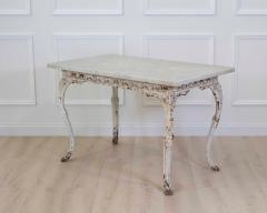 19th Century French Painted Iron Table with Marble Top and Lion Paw Feet - 4758058