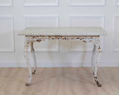 19th Century French Painted Iron Table with Marble Top and Lion Paw Feet - 4758059