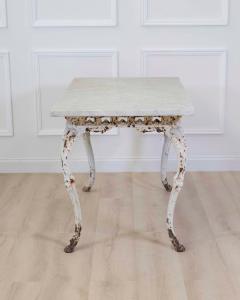 19th Century French Painted Iron Table with Marble Top and Lion Paw Feet - 4758061