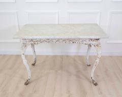 19th Century French Painted Iron Table with Marble Top and Lion Paw Feet - 4758102