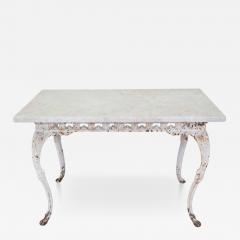 19th Century French Painted Iron Table with Marble Top and Lion Paw Feet - 4760706