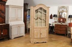 19th Century French Painted Vitrine Cabinet with Bonnet Top and Glass Door - 3592555