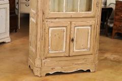 19th Century French Painted Vitrine Cabinet with Bonnet Top and Glass Door - 3592558