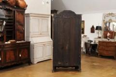 19th Century French Painted Vitrine Cabinet with Bonnet Top and Glass Door - 3592586