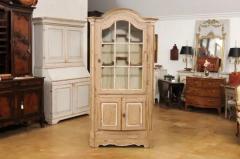19th Century French Painted Vitrine Cabinet with Bonnet Top and Glass Door - 3592639